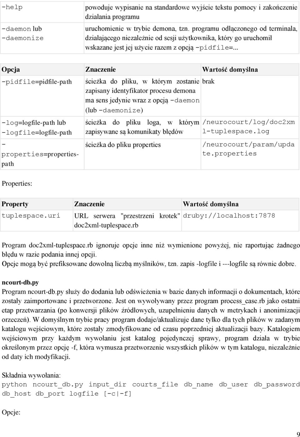 .. Opcja Znaczenie Wartość domyślna -pidfile=pidfile-path -log=logfile-path lub -logfile=logfile-path - properties=propertiespath ścieżka do pliku, w którym zostanie brak zapisany identyfikator