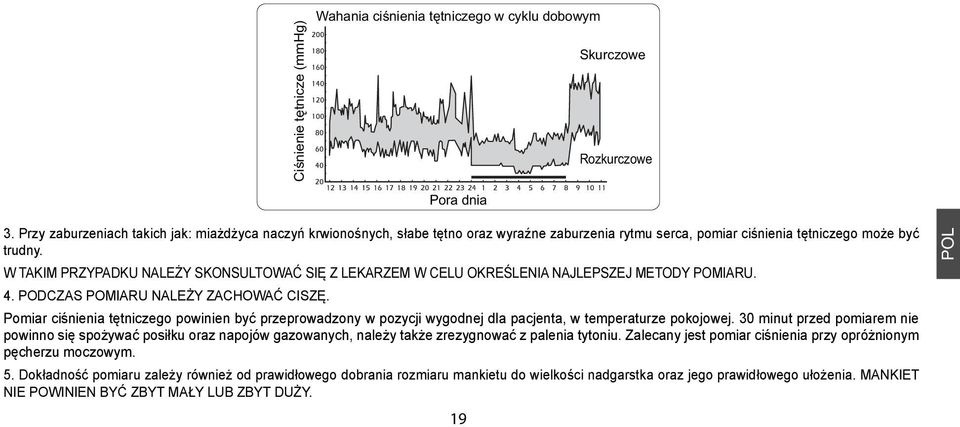 W TAKIM PRZYPADKU NALEŻY SKONSULTOWAĆ SIĘ Z LEKARZEM W CELU OKREŚLENIA NAJLEPSZEJ METODY POMIARU. 4. PODCZAS POMIARU NALEŻY ZACHOWAĆ CISZĘ.