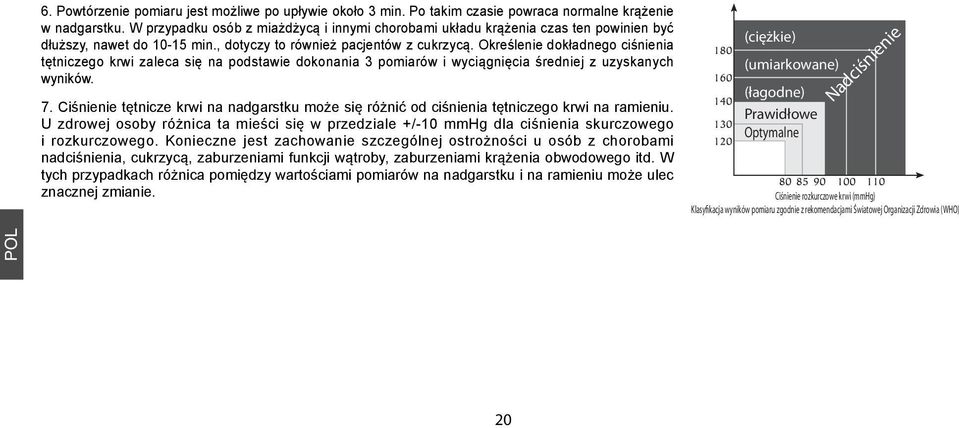 Określenie dokładnego ciśnienia tętniczego krwi zaleca się na podstawie dokonania 3 pomiarów i wyciągnięcia średniej z uzyskanych wyników. 7.