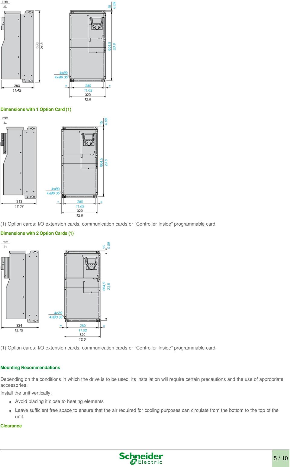 Mounting Recommendations Depending on the conditions in which the drive is to be used, its installation will require certain precautions and the use of appropriate