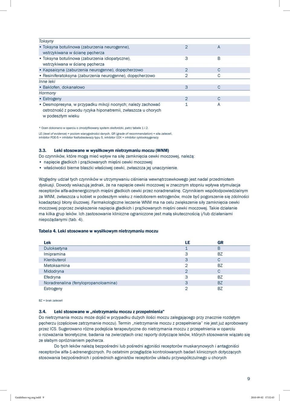 zachować 1 A ostrożność z powodu ryzyka hiponatremii, zwłaszcza u chorych w podeszłym wieku * Ocen dokonano w oparciu o zmodyfikowany system oksfordzki, patrz tabele 1 i 2.