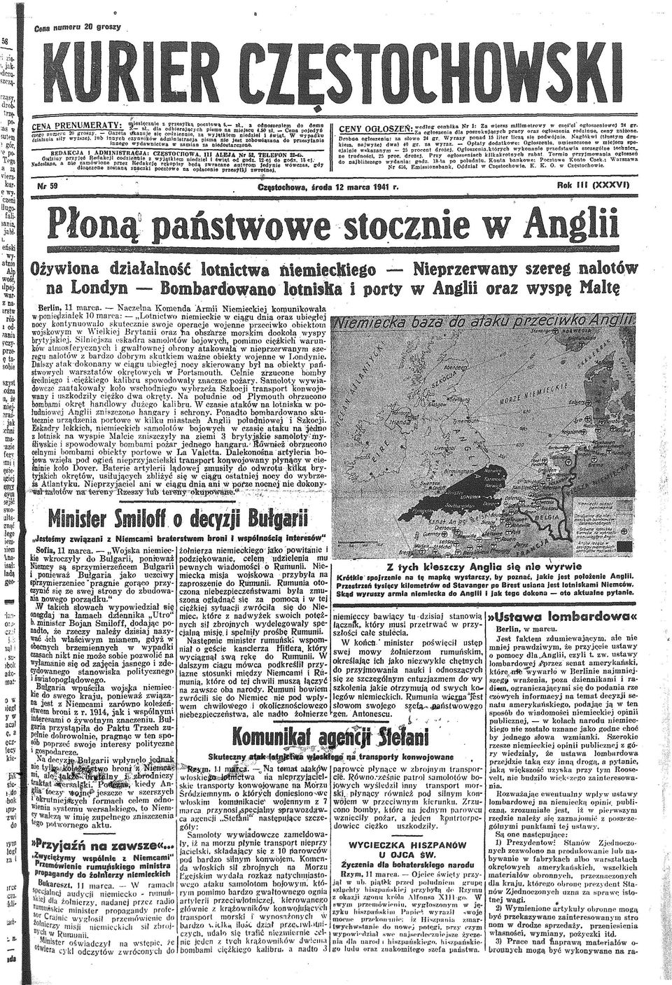 7o ogłoszenia dla poszu k u jący ch p ra c y o raz ogłoszenia rodzinne, ceny zniżone. D robna ogłoszenia: za słow o 24 g r. W y razy ponad 15 lite r liczą sie podw ójnie.