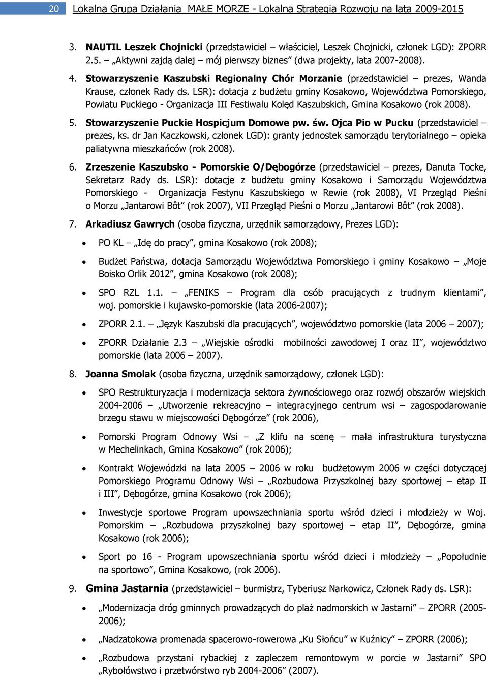 LSR): dotacja z budżetu gminy Kosakowo, Województwa Pomorskiego, Powiatu Puckiego - Organizacja III Festiwalu Kolęd Kaszubskich, Gmina Kosakowo (rok 2008). 5.