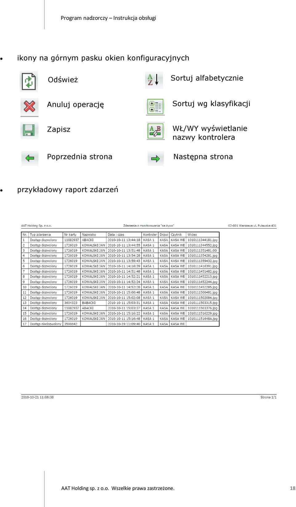 Poprzednia strona WŁ/WY wyświetlanie nazwy kontrolera Następna