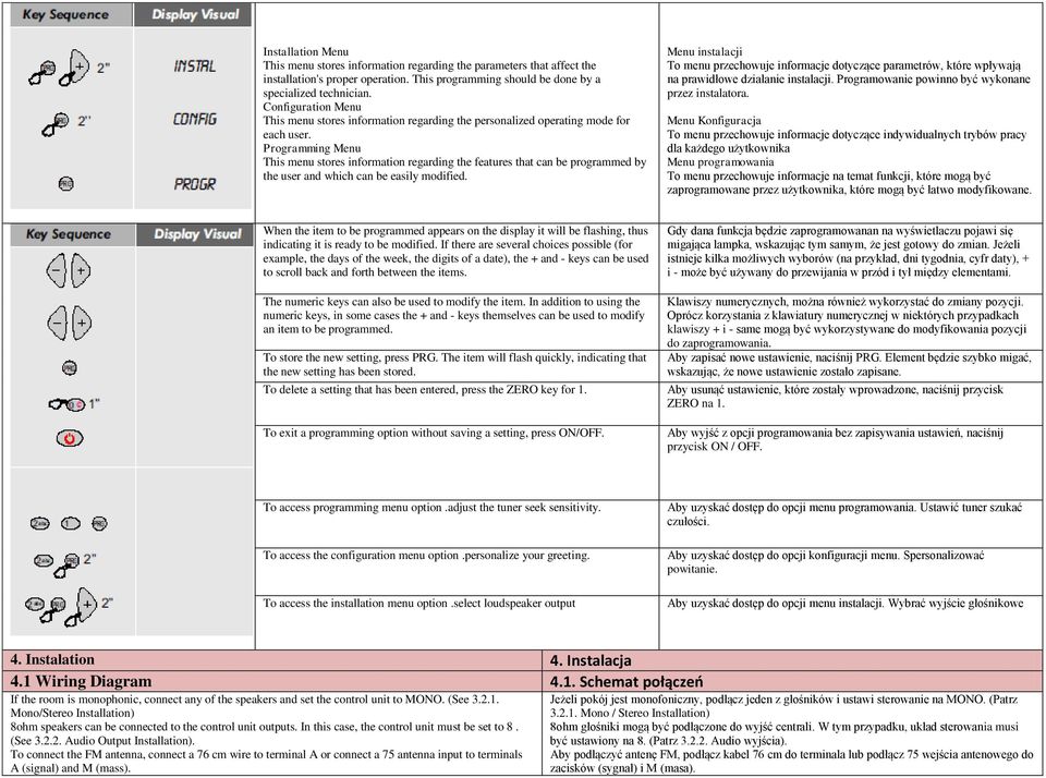 Programming Menu This menu stores information regarding the features that can be programmed by the user and which can be easily modified.