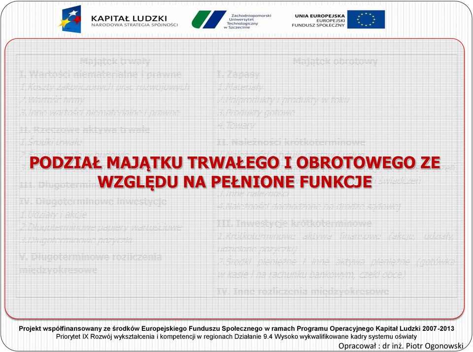 Długoterminowe pożyczki V. Długoterminowe rozliczenia międzyokresowe Majątek obrotowy I. Zapasy 1.Materiały 2.Półprodukty i produkty w toku 3.Produkty gotowe 4.Towary II. Należności krótkoterminowe 1.