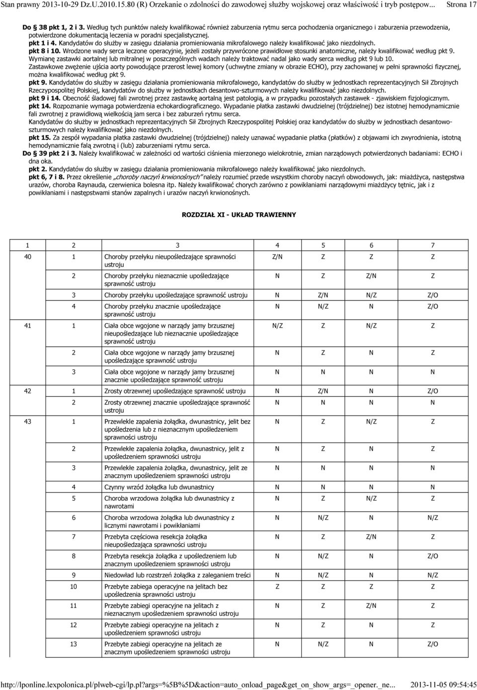 Kandydatów do służby w zasięgu działania promieniowania mikrofalowego należy kwalifikować jako niezdolnych. pkt 8 i 10.