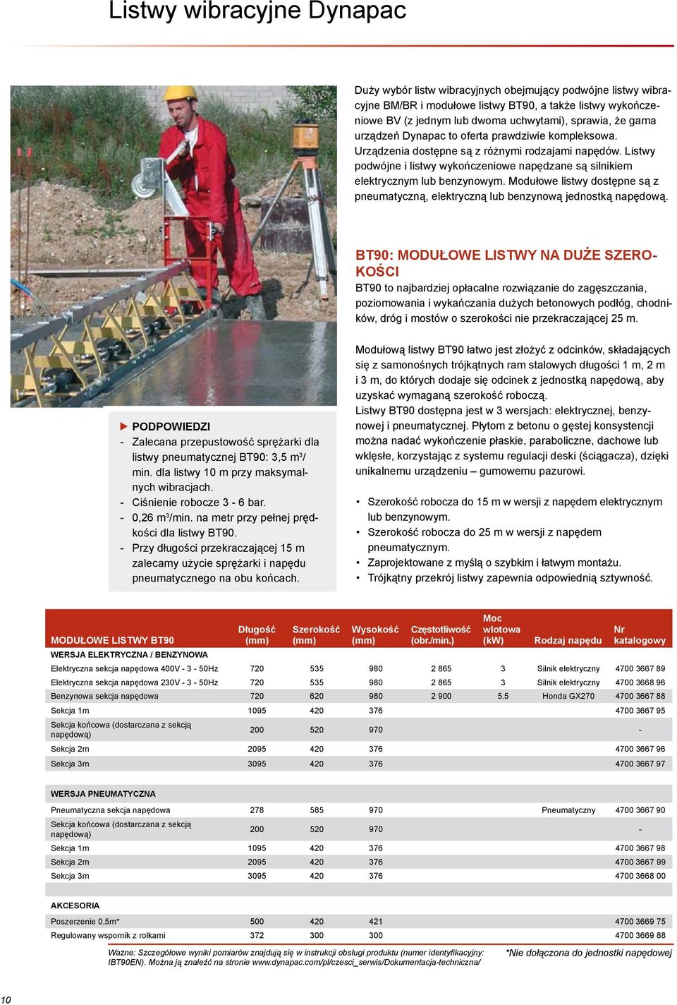 Modułowe listwy dostępne są z pneumatyczną, elektryczną lub benzynową jednostką napędową.