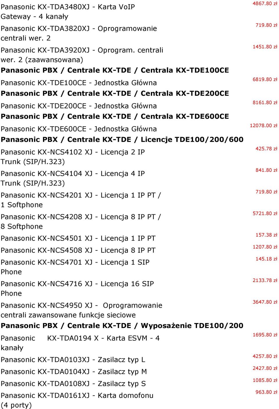 2 (zaawansowana) Panasonic PBX / Centrale KX-TDE / Centrala KX-TDE100CE Panasonic KX-TDE100CE - Jednostka Główna Panasonic PBX / Centrale KX-TDE / Centrala KX-TDE200CE Panasonic KX-TDE200CE -