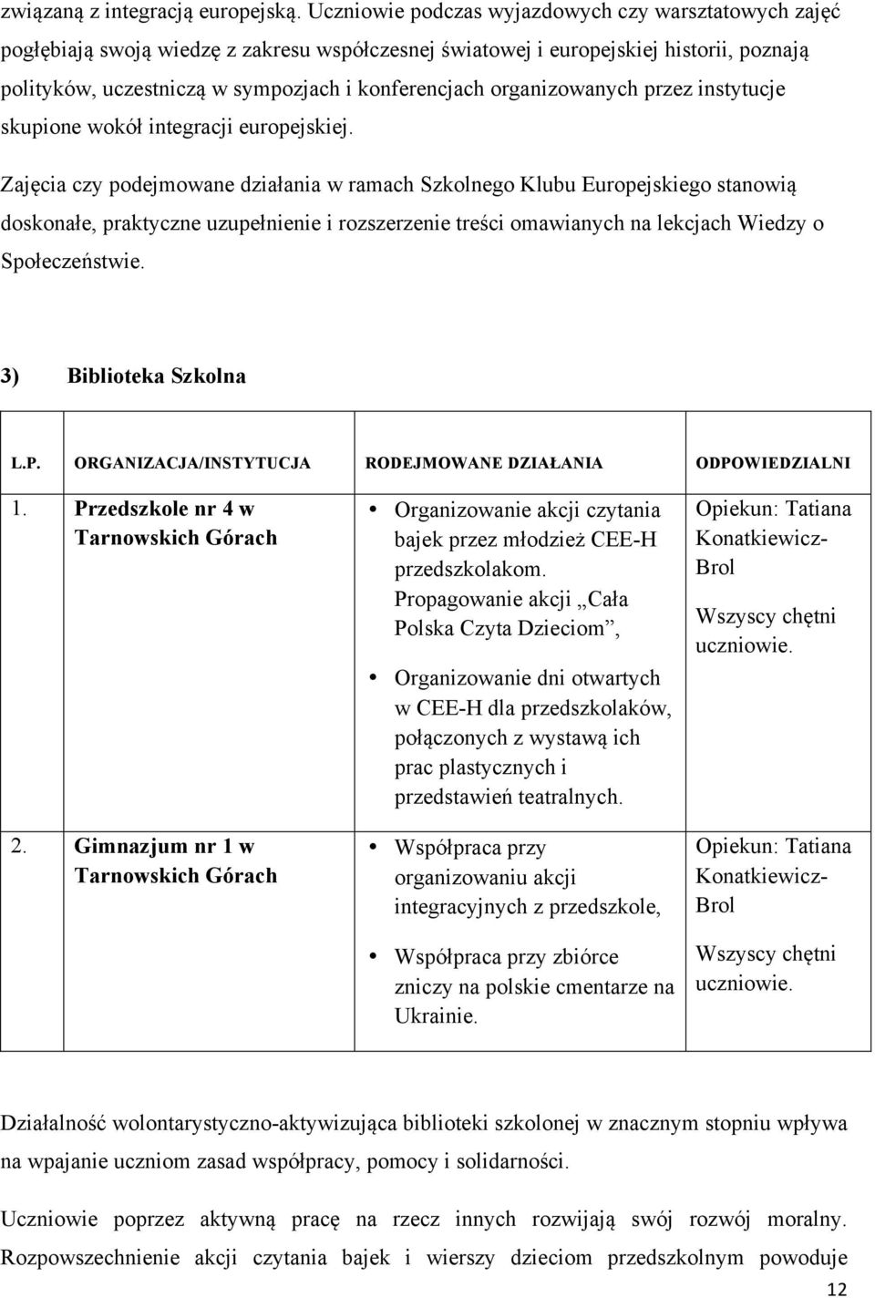 organizowanych przez instytucje skupione wokół integracji europejskiej.