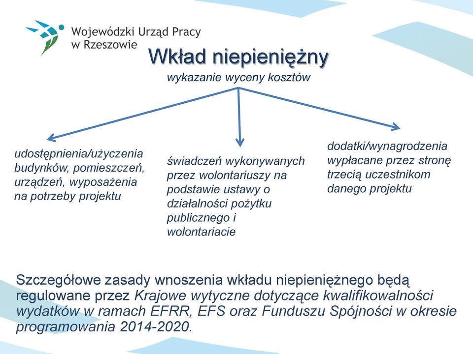 dodatki/wynagrodzenia wypłacane przez stronę trzecią uczestnikom danego projektu Szczegółowe zasady wnoszenia wkładu niepieniężnego