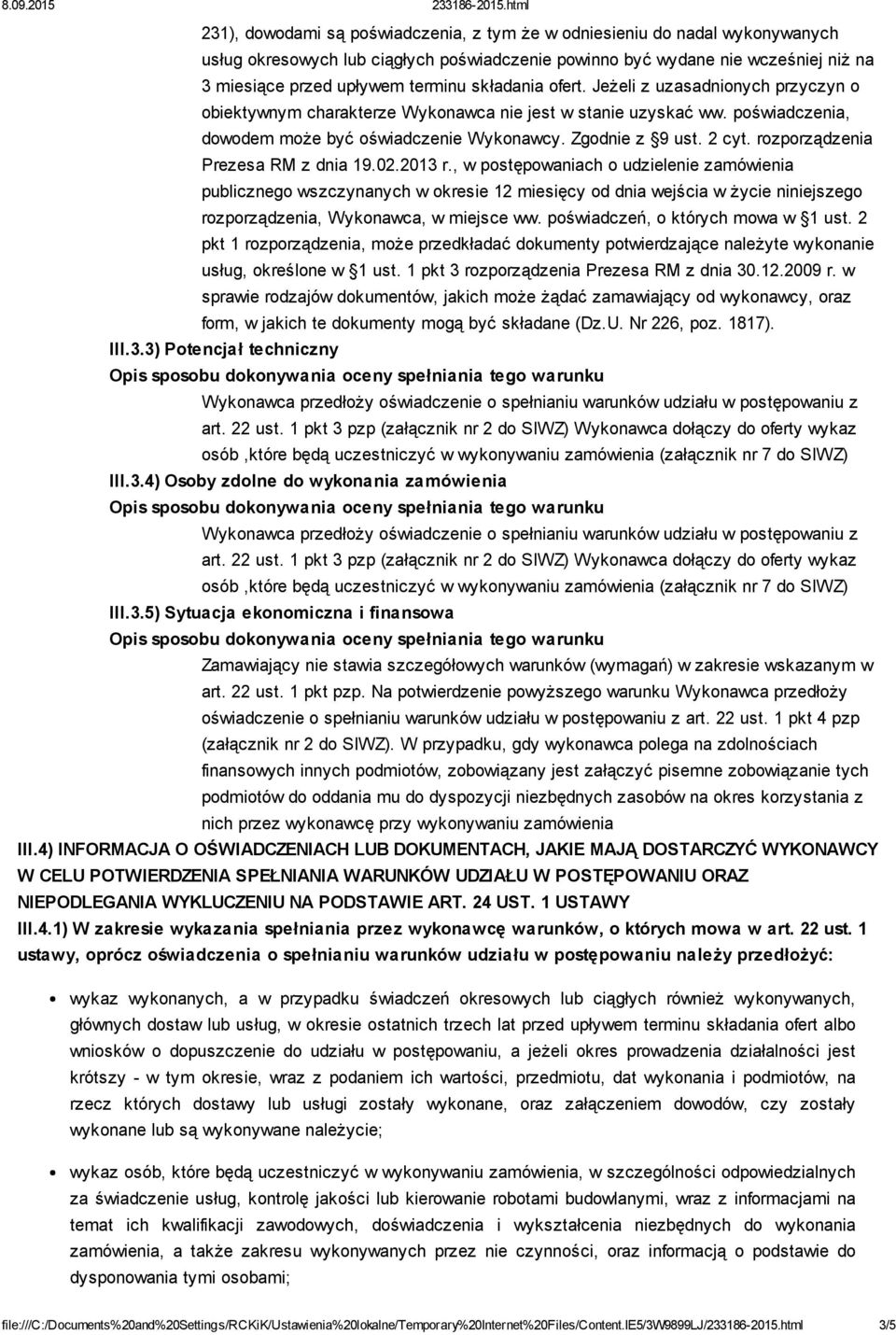 rozporządzenia Prezesa RM z dnia 19.02.2013 r.