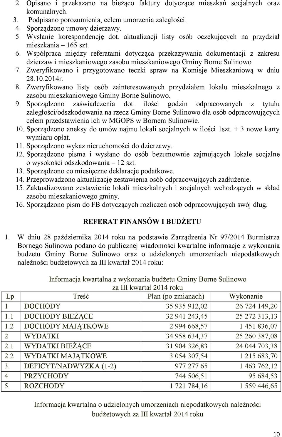 Współpraca między referatami dotycząca przekazywania dokumentacji z zakresu dzierżaw i mieszkaniowego zasobu mieszkaniowego Gminy Borne Sulinowo 7.