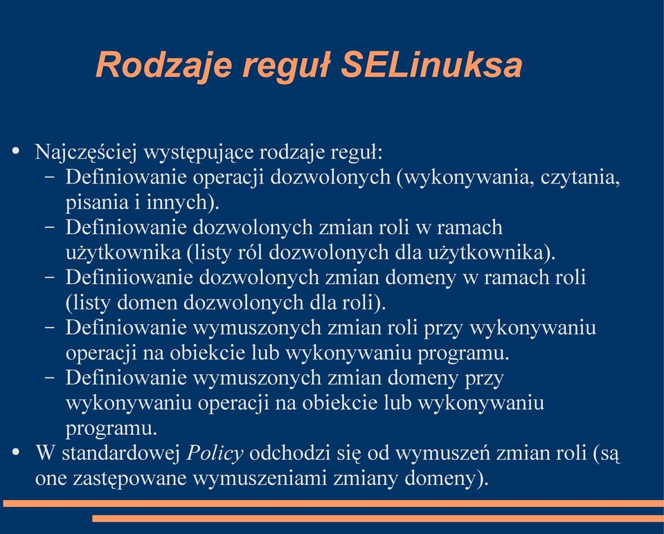 Definiiowanie dozwolonych zmian domeny w ramach roli (listy domen dozwolonych dla roli).