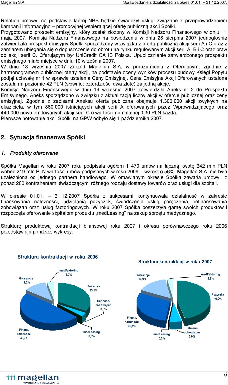 Komisja Nadzoru Finansowego na posiedzeniu w dniu 28 sierpnia 2007 jednogłośnie zatwierdziła prospekt emisyjny Spółki sporządzony w związku z ofertą publiczną akcji serii A i C oraz z zamiarem