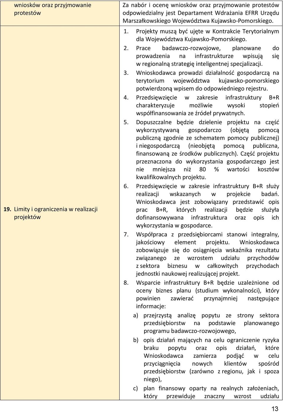 Kujawsko-Pomorskiego. 1. Projekty muszą być ujęte w Kontrakcie Terytorialnym dla Województwa Kujawsko-Pomorskiego. 2.