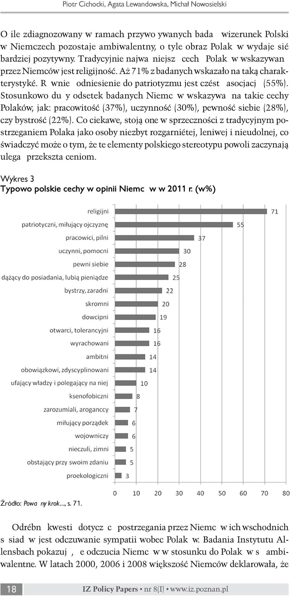 Również odniesienie do patriotyzmu jest częstą asocjacją (55%).