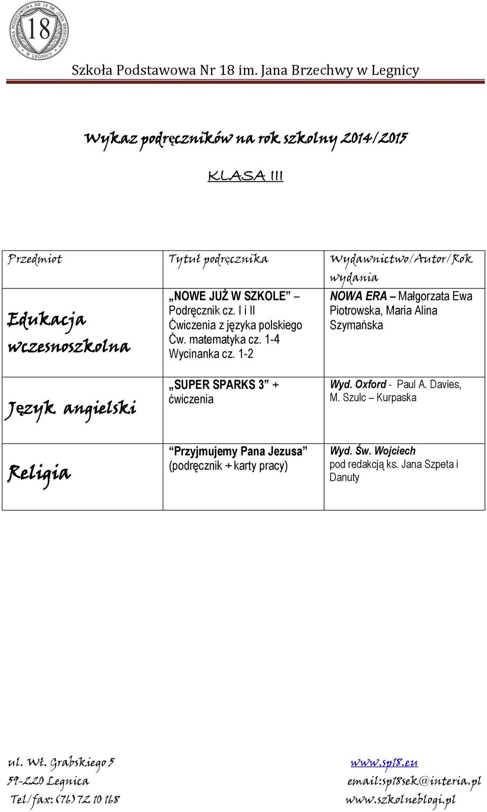 1-2 NOWA ERA Małgorzata Ewa Piotrowska, Maria Alina Szymańska SUPER SPARKS 3 + ćwiczenia Wyd.