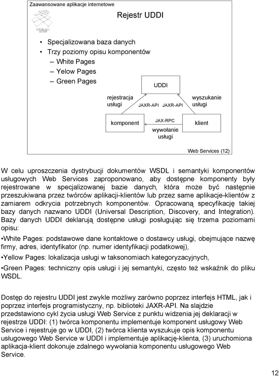 specjalizowanej bazie danych, która może być następnie przeszukiwana przez twórców aplikacji-klientów lub przez same aplikacje-klientów z zamiarem odkrycia potrzebnych komponentów.