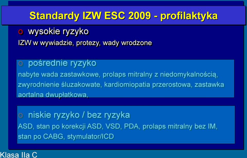 śluzakowate, kardiomiopatia przerostowa, zastawka aortalna dwupłatkowa, o niskie ryzyko / bez