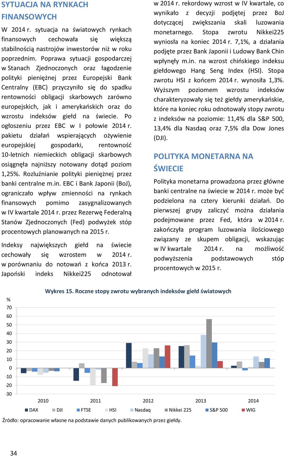 europejskich, jak i amerykańskich oraz do wzrostu indeksów giełd na świecie. Po ogłoszeniu przez EBC w I połowie 214 r.