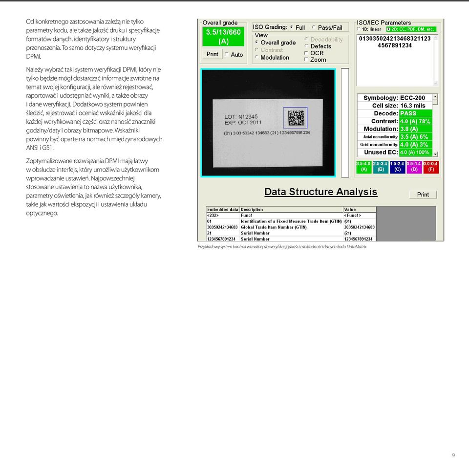 obrazy i dane weryfikacji. Dodatkowo system powinien śledzić, rejestrować i oceniać wskaźniki jakości dla każdej weryfikowanej części oraz nanosić znaczniki godziny/daty i obrazy bitmapowe.