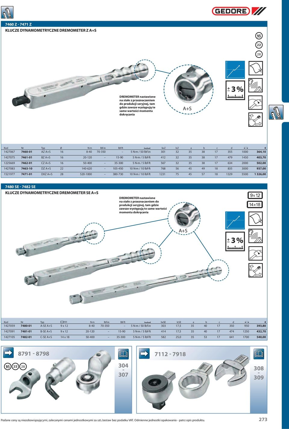 412 32 35 38 17 479 1450 403,70 1225669 7462-01 CZ A+S 16 50-400 35-300 5 N m / 5 lbf ft 567 32 35 38 17 634 2000 502,00 1427083 7463-10 DZ A+S 22 140-620 105-450 10 N m / 10 lbf ft 768 56 45 49 18