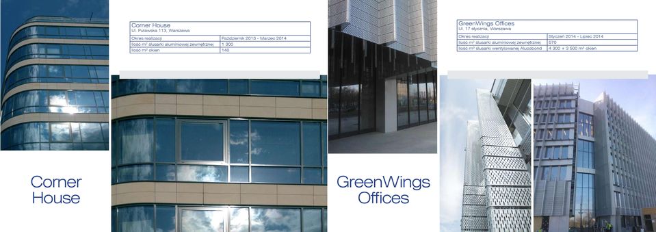 aluminiowej zewnętrznej 1 300 Ilość m² okien 140 GreenWings Offices Ul.