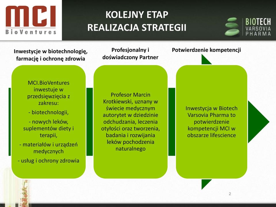 BioVentures inwestuje w przedsięwzięcia z zakresu: - biotechnologii, - nowych leków, suplementów diety i terapii, - materiałów i urządzeo medycznych -