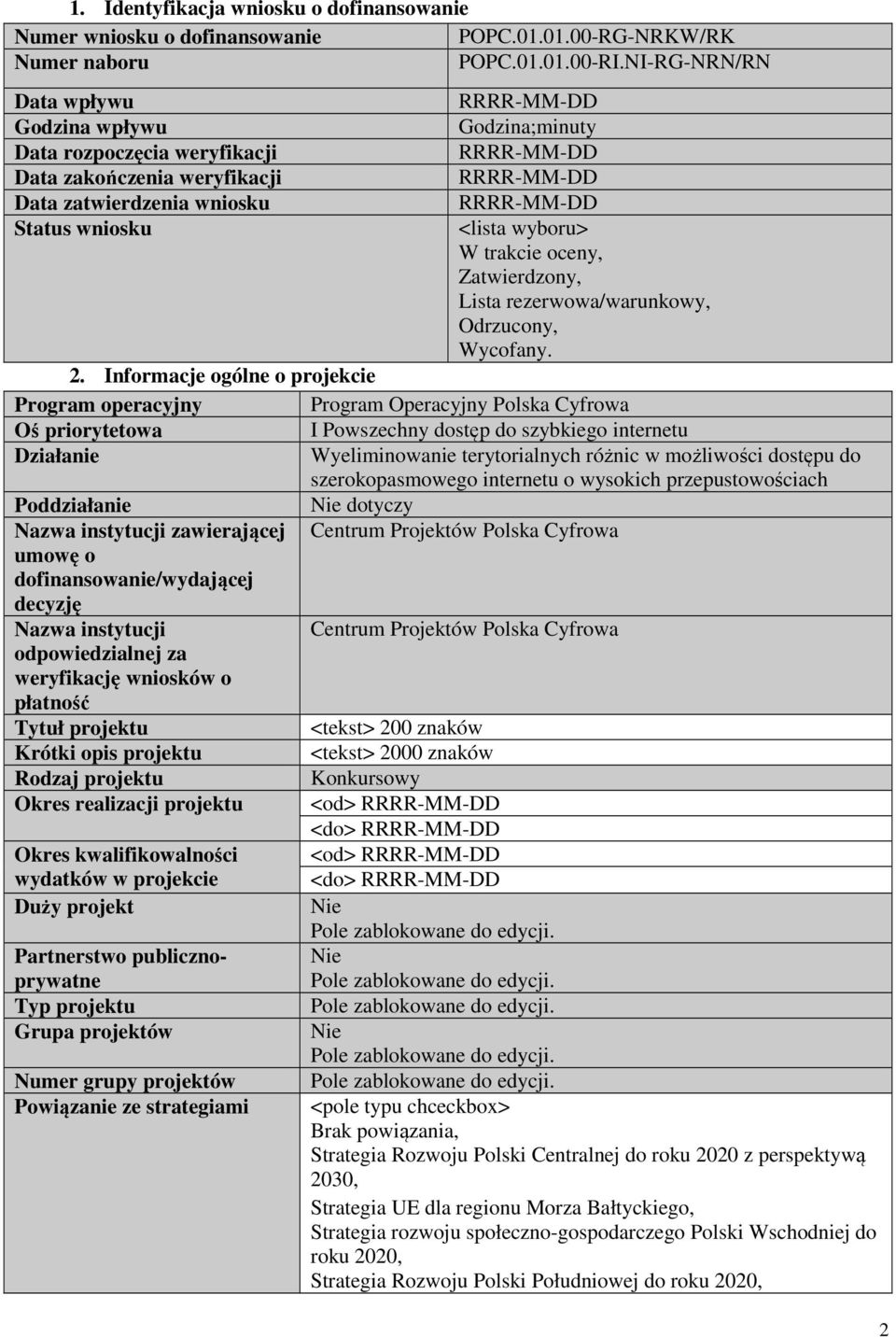 W trakcie oceny, Zatwierdzony, Lista rezerwowa/warunkowy, Odrzucony, Wycofany. 2.