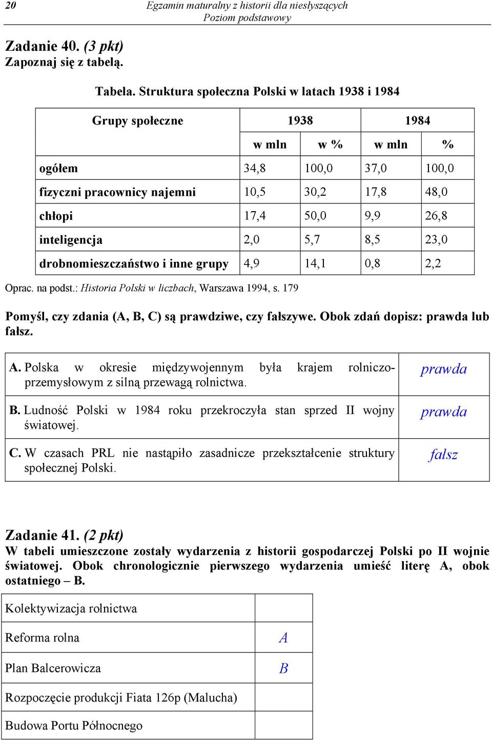 inteligencja 2,0 5,7 8,5 23,0 drobnomieszczaństwo i inne grupy 4,9 14,1 0,8 2,2 Oprac. na podst.: Historia Polski w liczbach, Warszawa 1994, s.