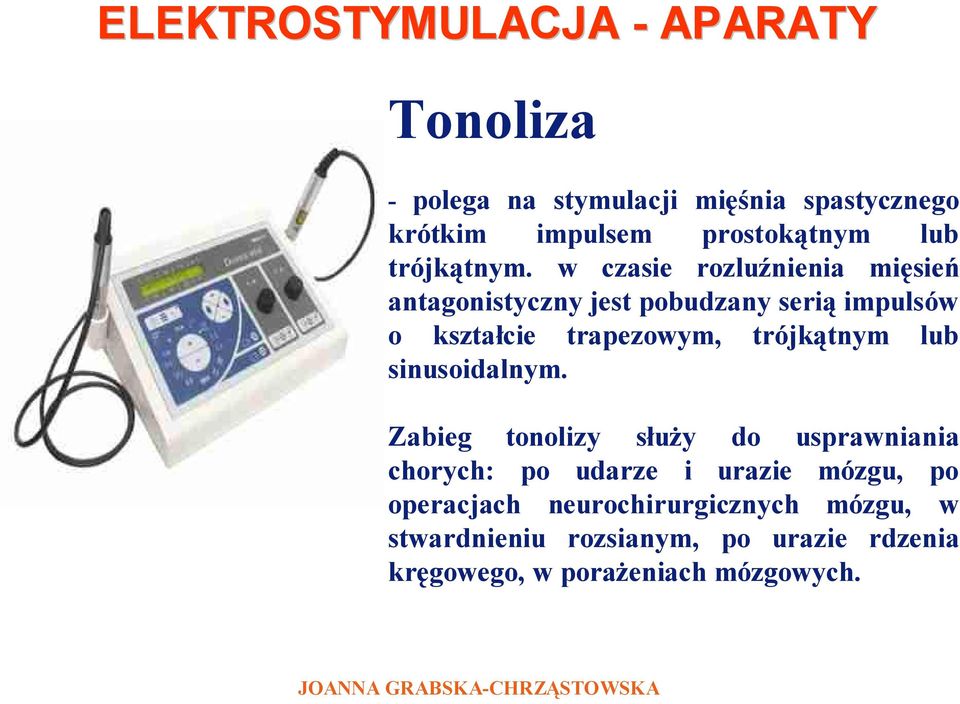 w czasie rozluźnienia mięsień antagonistyczny jest pobudzany serią impulsów o kształcie trapezowym, trójkątnym