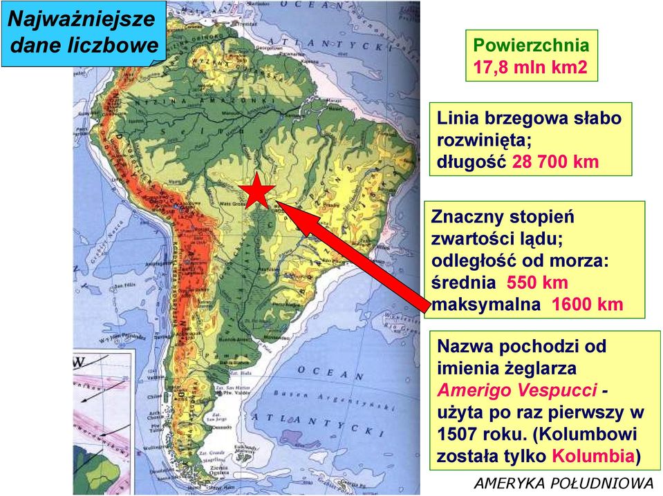 średnia 550 km maksymalna 1600 km Nazwa pochodzi od imienia Ŝeglarza Amerigo