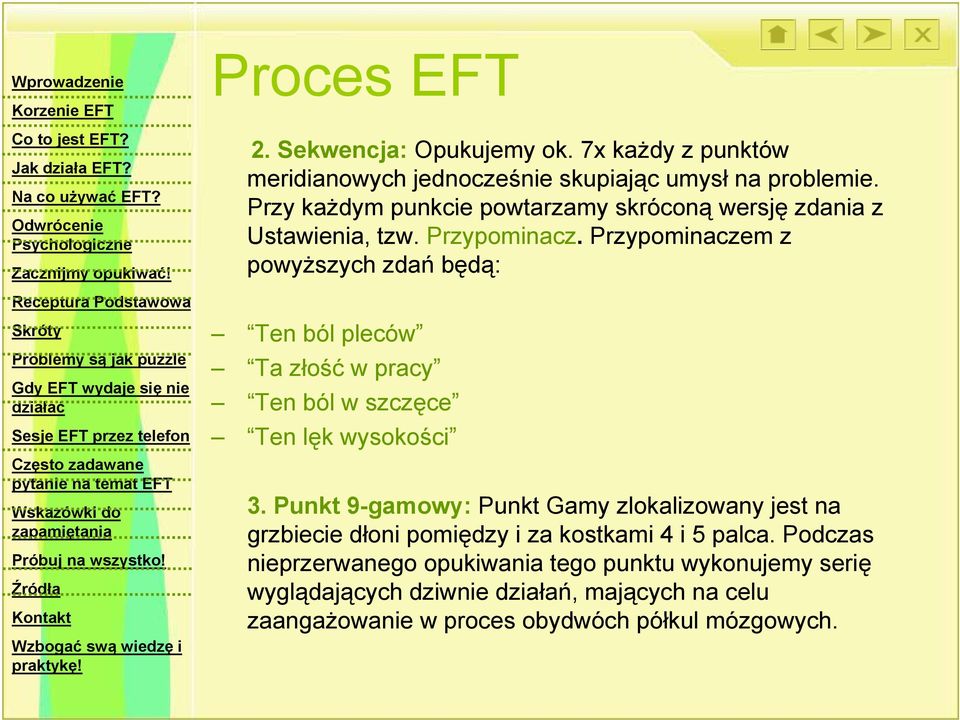 Przypominaczem z powyższych zdań będą: Ten ból pleców Ta złość w pracy Ten ból w szczęce ę Ten lęk wysokości 3.