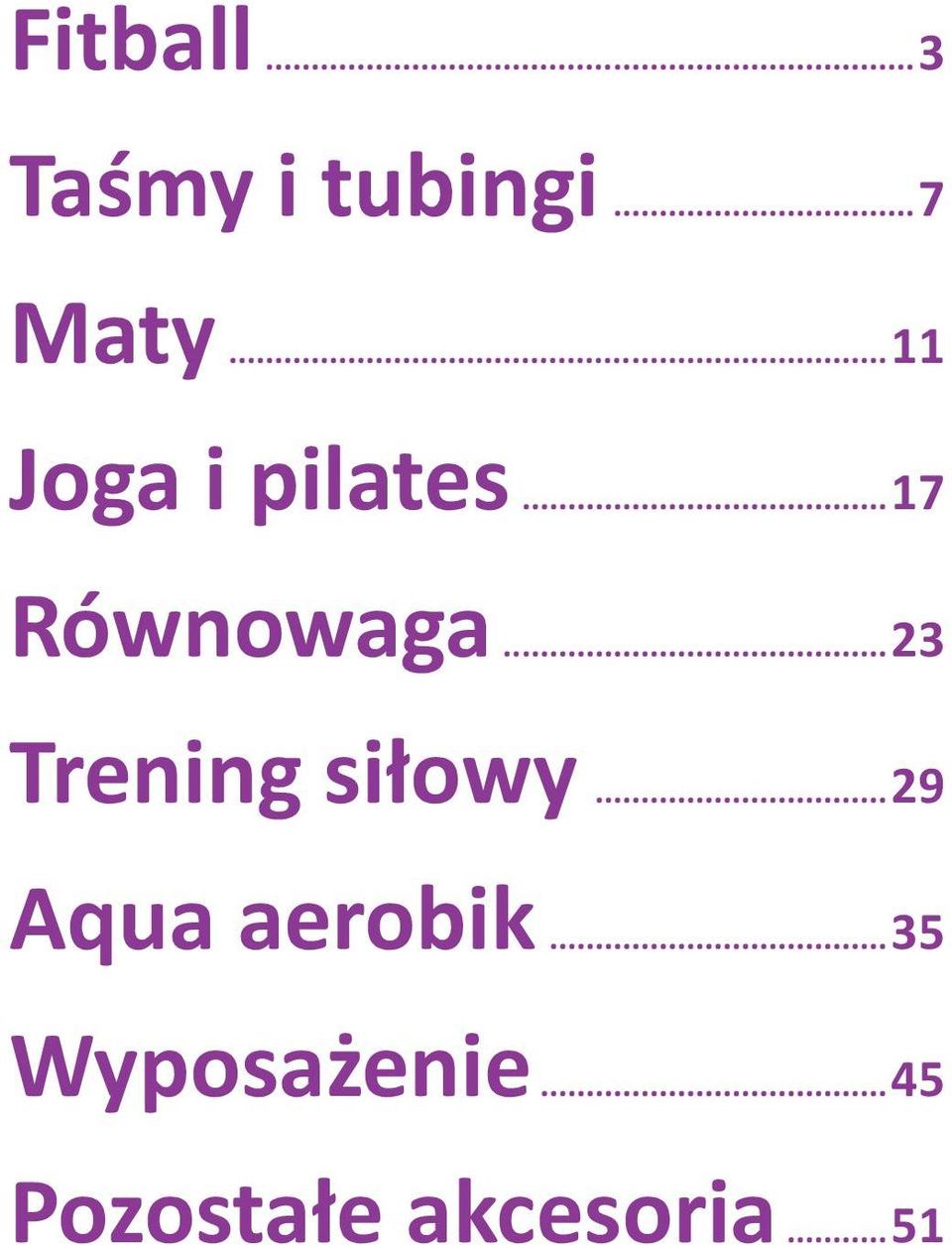 ..23 Trening siłowy...29 Aqua aerobik.