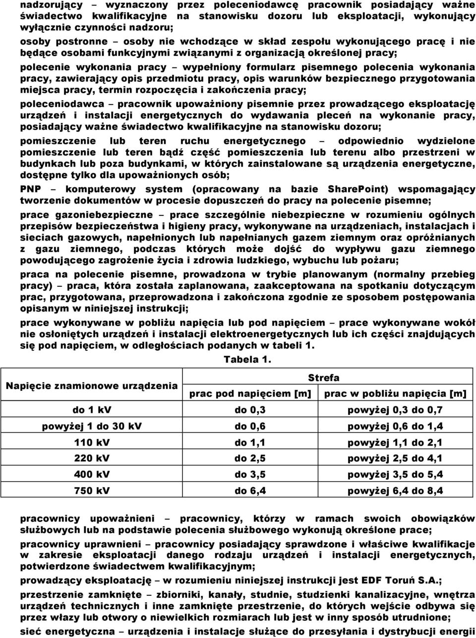 wykonania pracy, zawierający opis przedmiotu pracy, opis warunków bezpiecznego przygotowania miejsca pracy, termin rozpoczęcia i zakończenia pracy; poleceniodawca pracownik upoważniony pisemnie przez