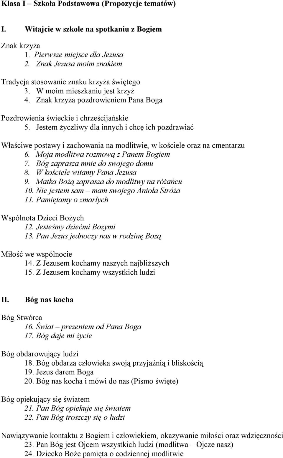 Jestem życzliwy dla innych i chcę ich pozdrawiać Właściwe postawy i zachowania na modlitwie, w kościele oraz na cmentarzu 6. Moja modlitwa rozmową z Panem Bogiem 7.