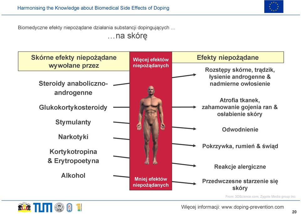 efektów niepożądanych Efekty niepożądane Rozstępy skórne, trądzik, łysienie androgenne & nadmierne owłosienie Atrofia tkanek, zahamowanie