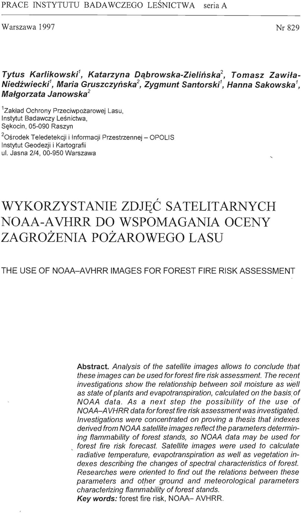 20środek Teledetekcji i Informacji Przestrzennej - OPOLIS Instytut Geodezji-T Kartografii ul.