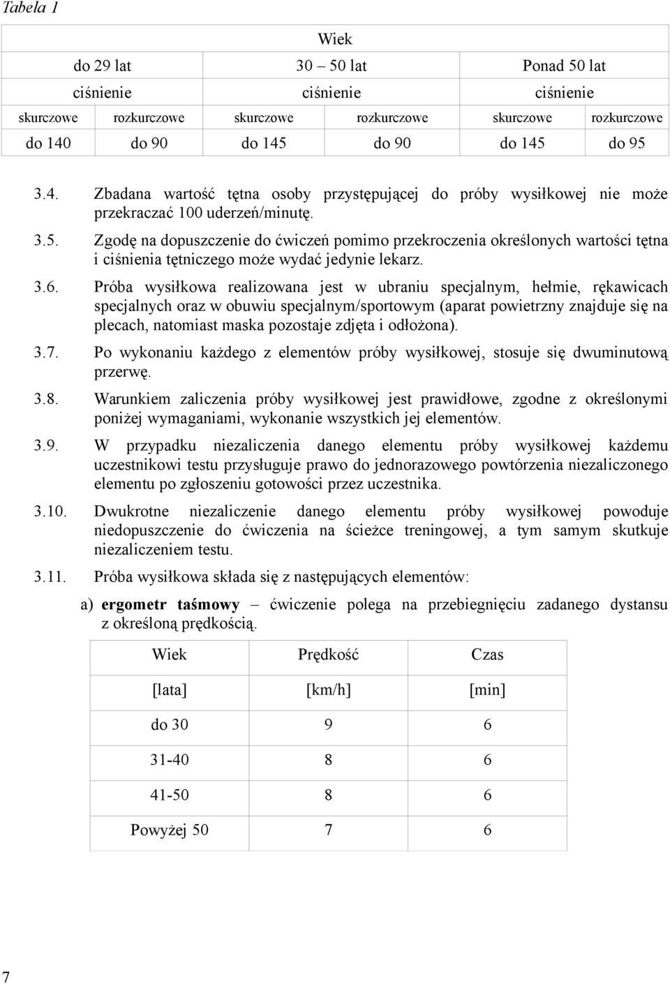 3.6. Próba wysiłkowa realizowana jest w ubraniu specjalnym, hełmie, rękawicach specjalnych oraz w obuwiu specjalnym/sportowym (aparat powietrzny znajduje się na plecach, natomiast maska pozostaje