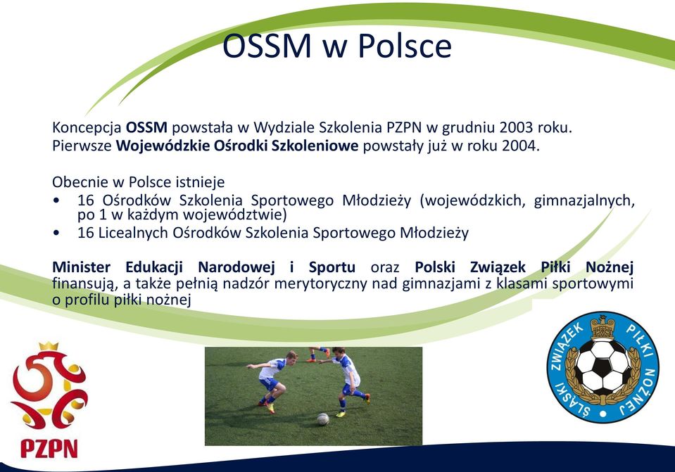 Obecnie w Polsce istnieje 16 Ośrodków Szkolenia Sportowego Młodzieży (wojewódzkich, gimnazjalnych, po 1 w każdym województwie)