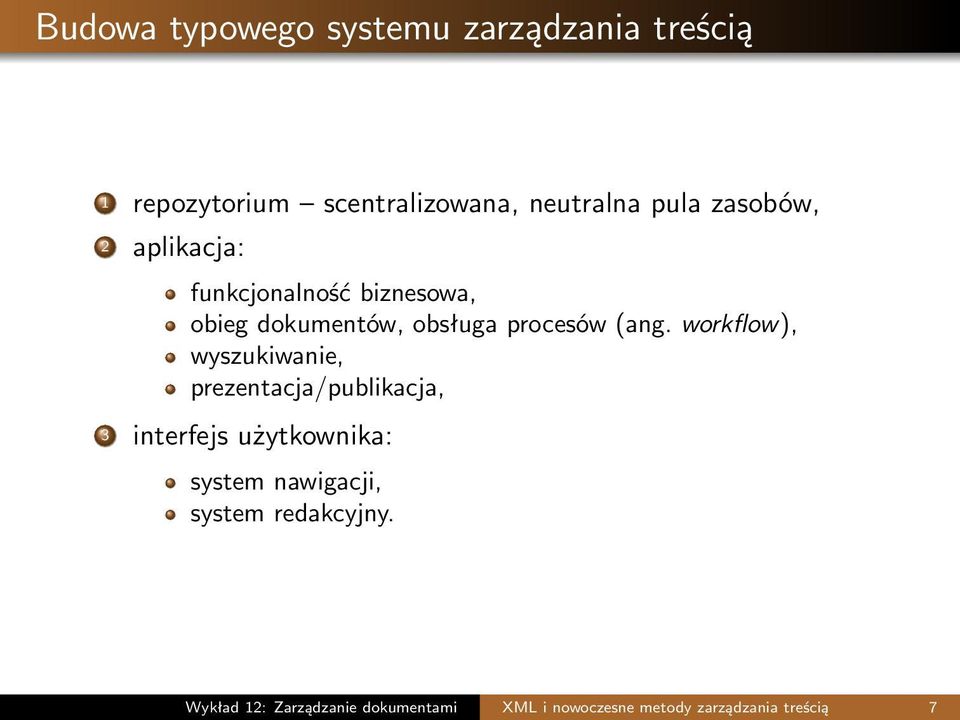 workflow), wyszukiwanie, prezentacja/publikacja, 3 interfejs użytkownika: system nawigacji,