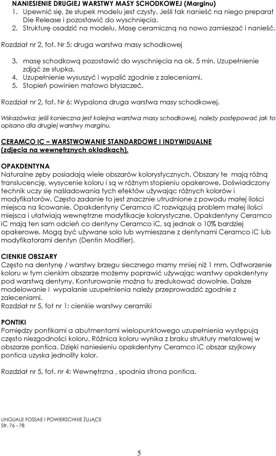 Uzupełnienie zdjąć ze słupka. 4. Uzupełnienie wysuszyć i wypalić zgodnie z zaleceniami. 5. Stopień powinien matowo błyszczeć. Rozdział nr 2, fot. Nr 6: Wypalona druga warstwa masy schodkowej.