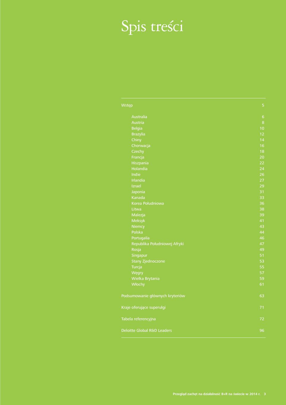 Południowej Afryki 47 Rosja 49 Singapur 51 Stany Zjednoczone 53 Turcja 55 Węgry 57 Wielka Brytania 59 Włochy 61 Podsumowanie głównych