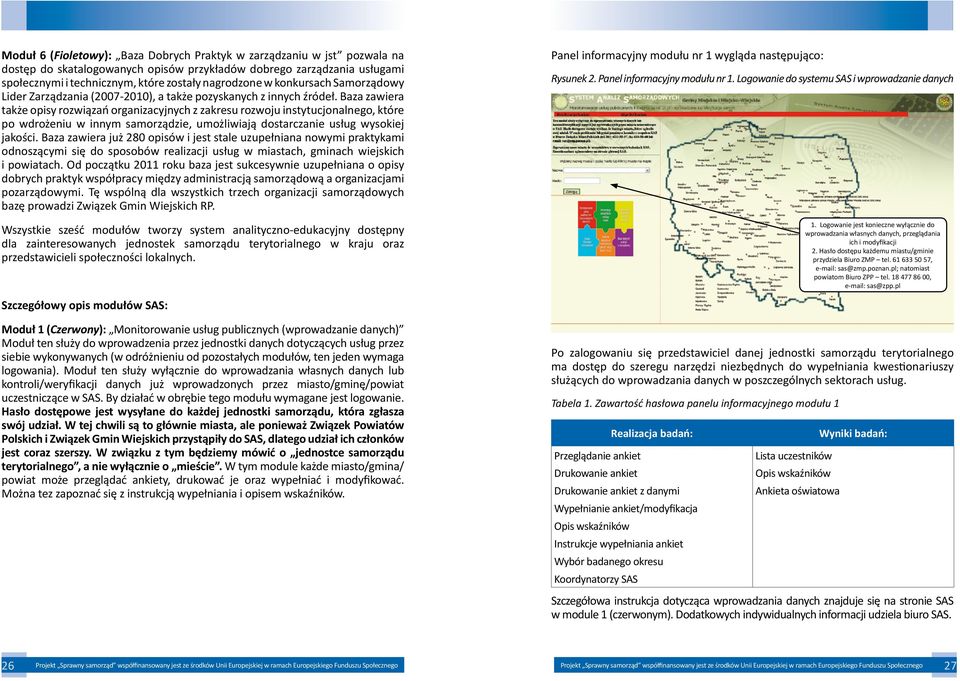 Baza zawiera także opisy rozwiązań organizacyjnych z zakresu rozwoju instytucjonalnego, które po wdrożeniu w innym samorządzie, umożliwiają dostarczanie usług wysokiej jakości.