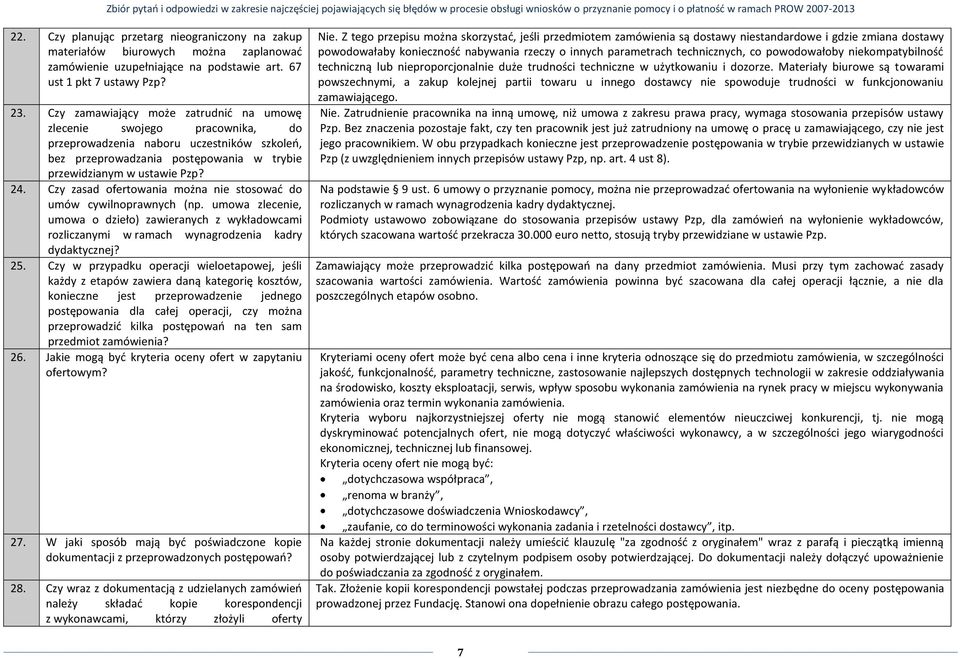 Czy zasad ofertowania można nie stosować do umów cywilnoprawnych (np. umowa zlecenie, umowa o dzieło) zawieranych z wykładowcami rozliczanymi w ramach wynagrodzenia kadry dydaktycznej? 25.