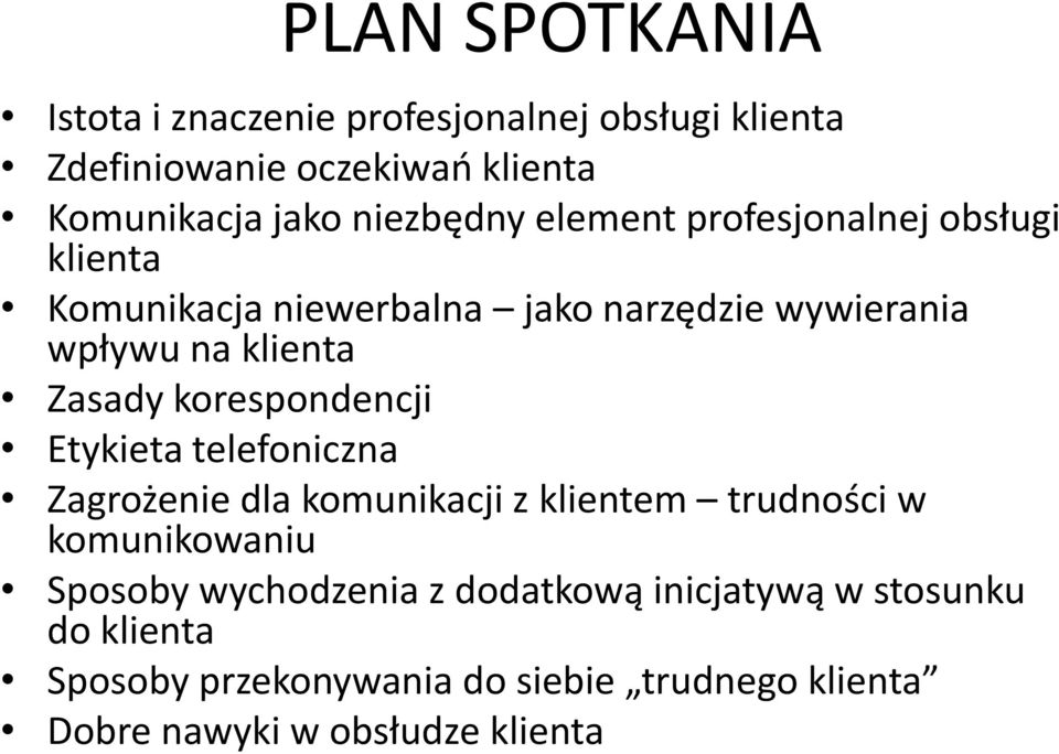 Zasady korespondencji Etykieta telefoniczna Zagrożenie dla komunikacji z klientem trudności w komunikowaniu Sposoby