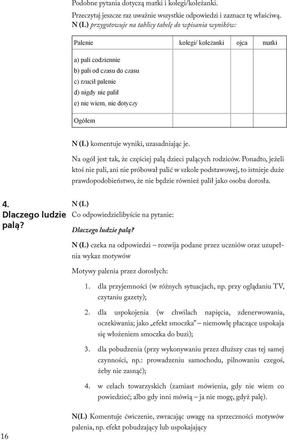 dotyczy Ogółem N (L) komentuje wyniki, uzasadniając je. Na ogół jest tak, że częściej palą dzieci palących rodziców.