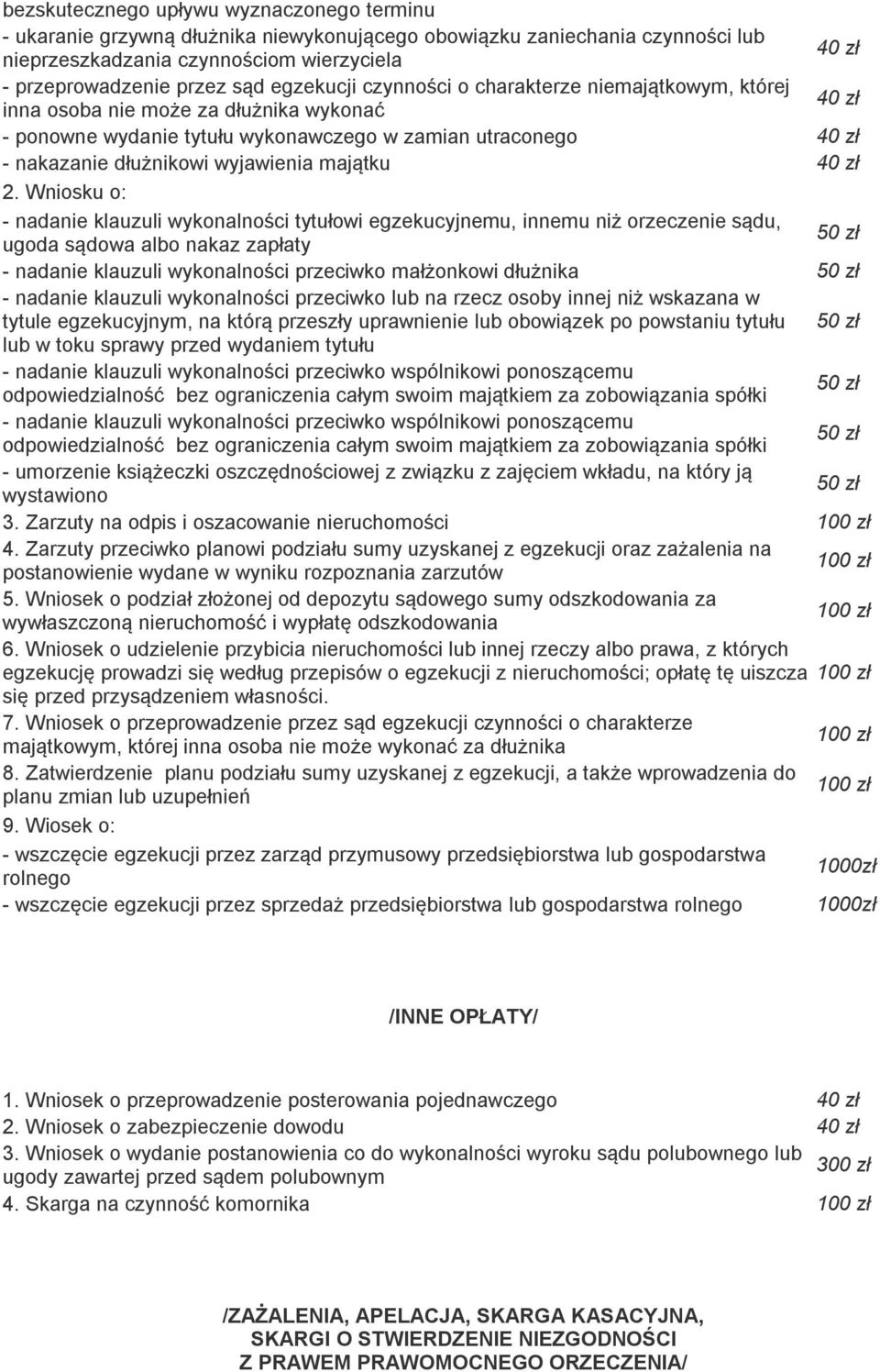 Wniosku o: - nadanie klauzuli wykonalności tytułowi egzekucyjnemu, innemu niż orzeczenie sądu, ugoda sądowa albo nakaz zapłaty - nadanie klauzuli wykonalności przeciwko małżonkowi dłużnika - nadanie