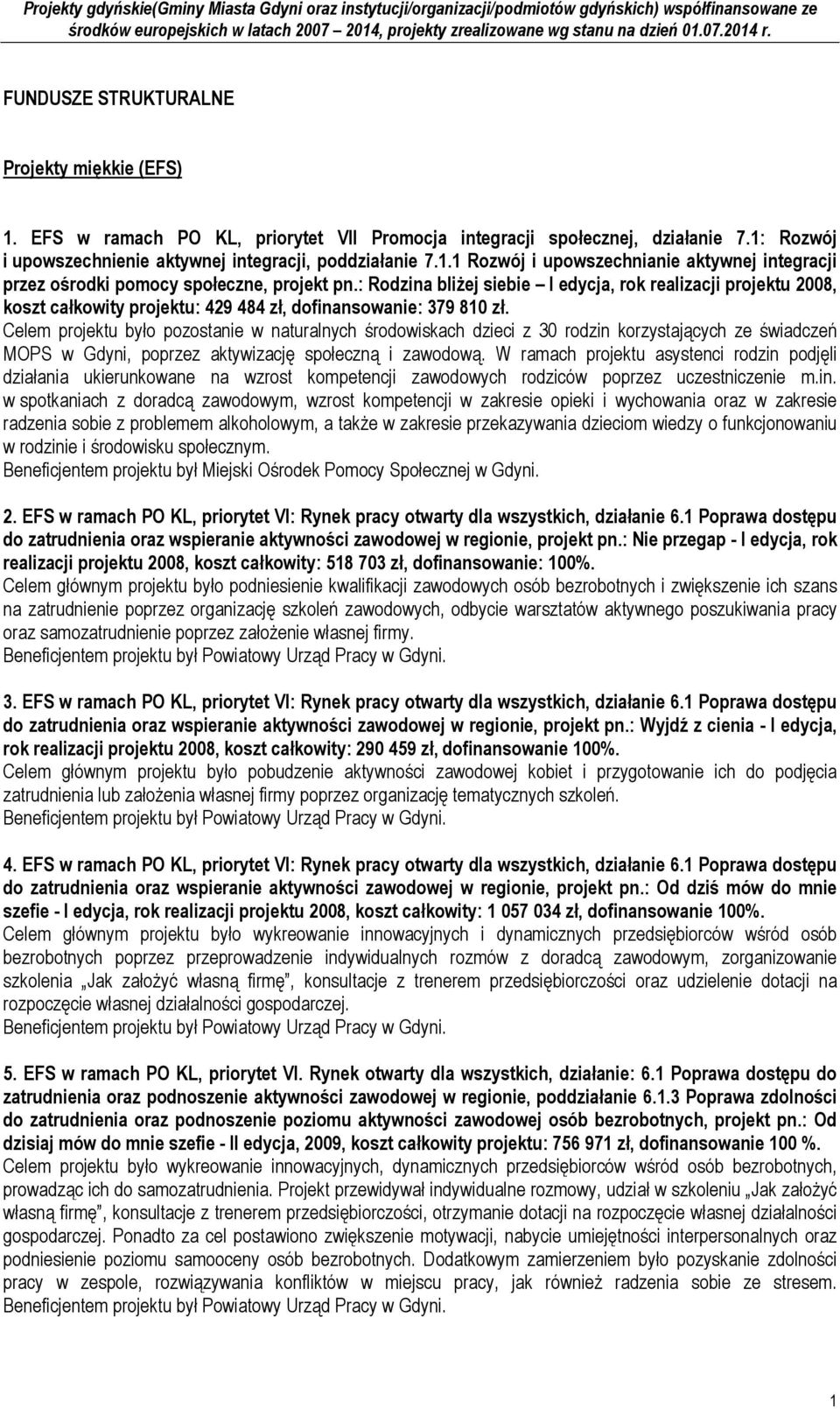 Celem projektu było pozostanie w naturalnych środowiskach dzieci z 30 rodzin korzystających ze świadczeń MOPS w Gdyni, poprzez aktywizację społeczną i zawodową.